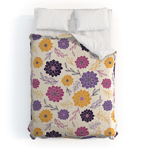 Avenie Simple Dahlias Purple Comforter
