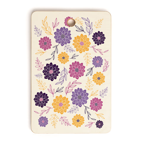 Avenie Simple Dahlias Purple Cutting Board Rectangle