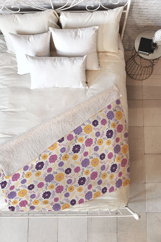 Avenie Simple Dahlias Purple Fleece Throw Blanket