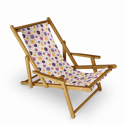 Avenie Simple Dahlias Purple Sling Chair