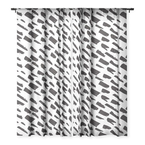 Avenie Small Brush Strokes Black Sheer Non Repeat