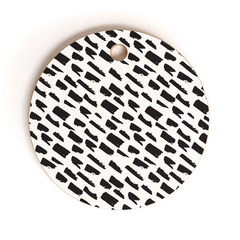 Avenie Small Brush Strokes Black Cutting Board Round
