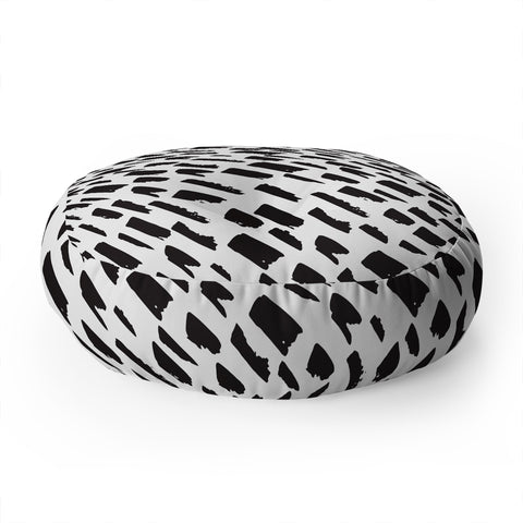 Avenie Small Brush Strokes Black Floor Pillow Round