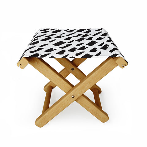 Avenie Small Brush Strokes Black Folding Stool