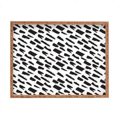 Avenie Small Brush Strokes Black Rectangular Tray