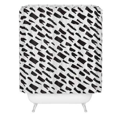 Avenie Small Brush Strokes Black Shower Curtain