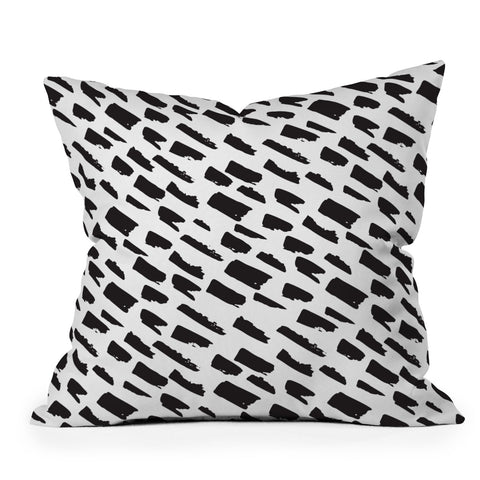 Avenie Small Brush Strokes Black Throw Pillow