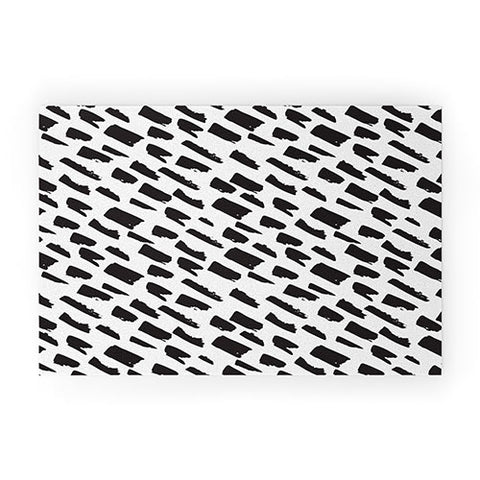 Avenie Small Brush Strokes Black Welcome Mat