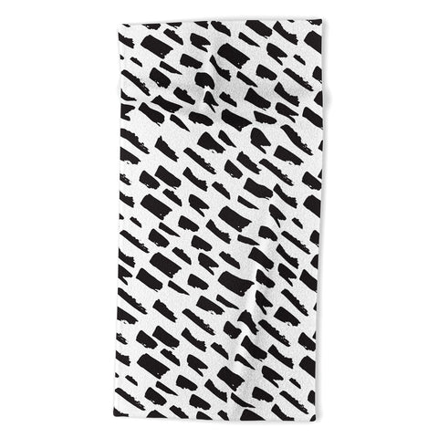 Avenie Small Brush Strokes Black Beach Towel