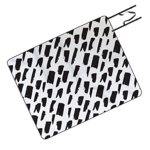 Avenie Small Brush Strokes Black Picnic Blanket