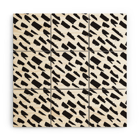 Avenie Small Brush Strokes Black Wood Wall Mural