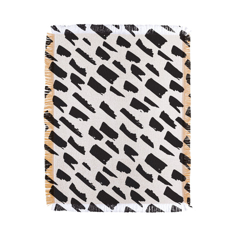 Avenie Small Brush Strokes Black Throw Blanket
