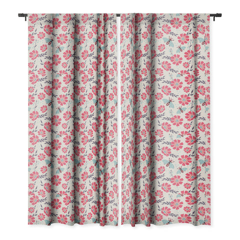 Avenie Spring Bees Coral Blackout Window Curtain