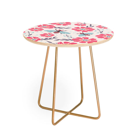 Avenie Spring Bees Coral Round Side Table