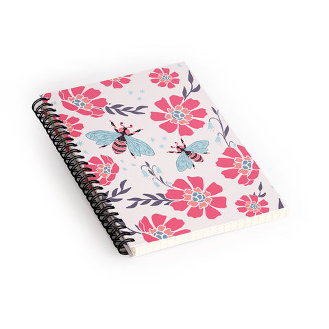 Avenie Spring Bees Coral Spiral Notebook