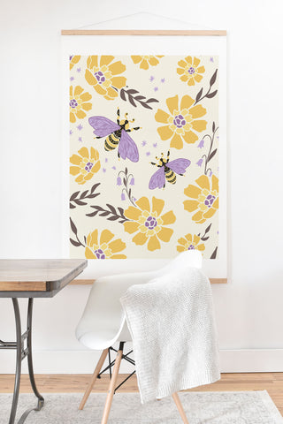 Avenie Spring Bees Lavender Art Print And Hanger