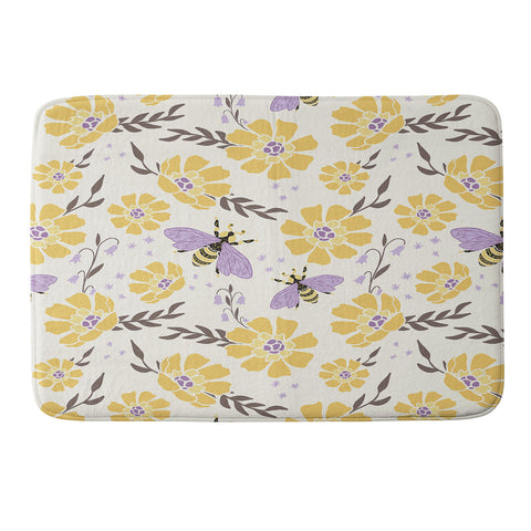 Avenie Spring Bees Lavender Memory Foam Bath Mat