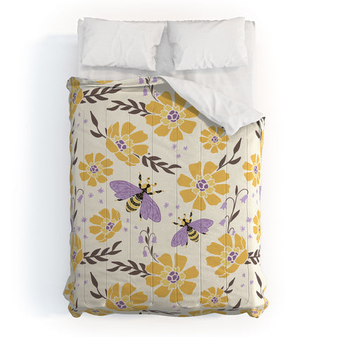 Avenie Spring Bees Lavender Comforter
