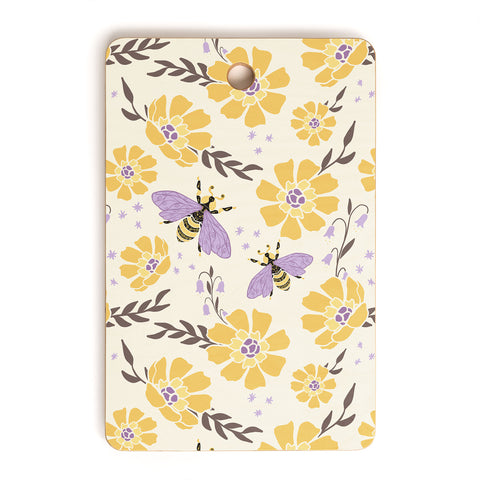 Avenie Spring Bees Lavender Cutting Board Rectangle