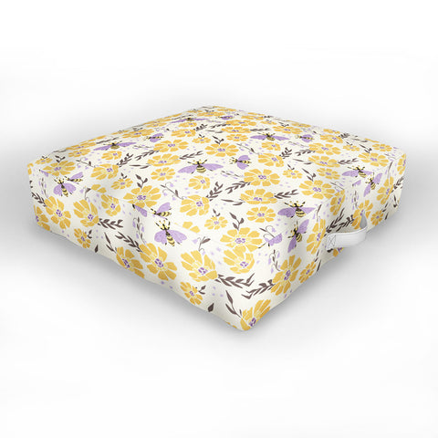 Avenie Spring Bees Lavender Outdoor Floor Cushion