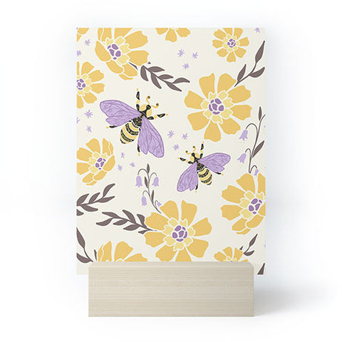 Avenie Spring Bees Lavender Mini Art Print