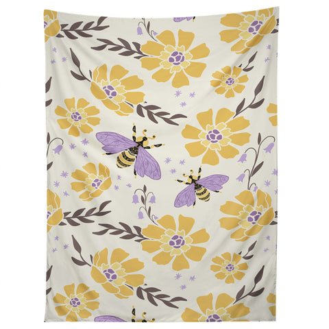 Avenie Spring Bees Lavender Tapestry