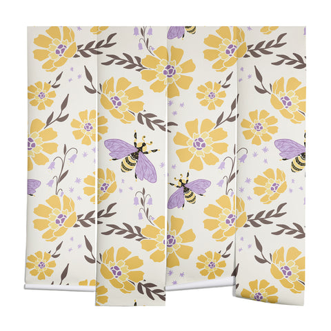 Avenie Spring Bees Lavender Wall Mural