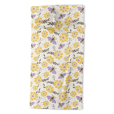 Avenie Spring Bees Lavender Beach Towel