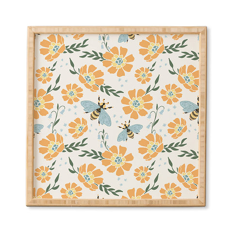 Avenie Spring Bees Orange Framed Wall Art