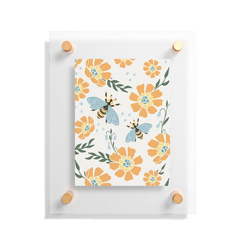 Avenie Spring Bees Orange Floating Acrylic Print