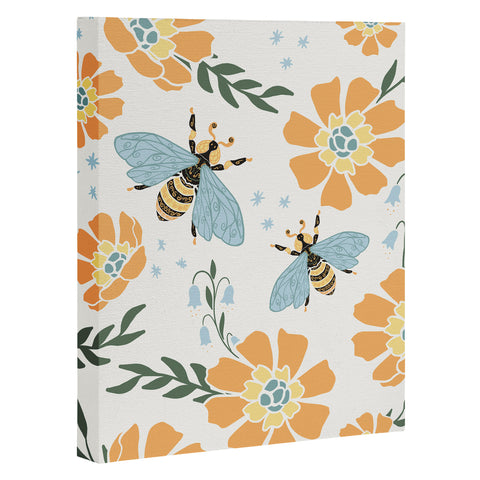Avenie Spring Bees Orange Art Canvas
