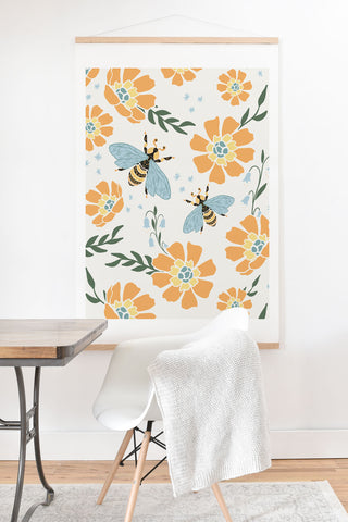Avenie Spring Bees Orange Art Print And Hanger