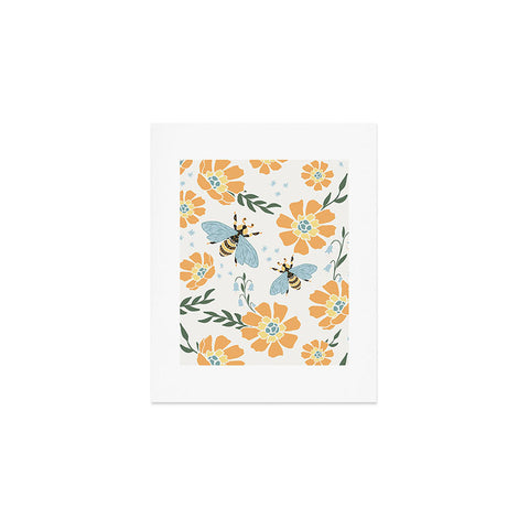 Avenie Spring Bees Orange Art Print