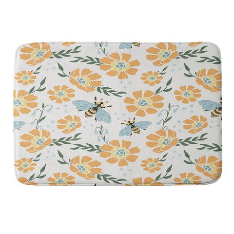 Avenie Spring Bees Orange Memory Foam Bath Mat