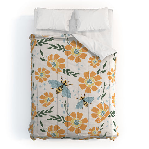 Avenie Spring Bees Orange Comforter