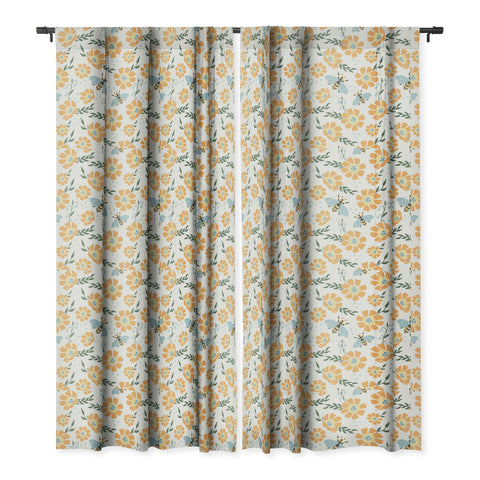 Avenie Spring Bees Orange Blackout Window Curtain