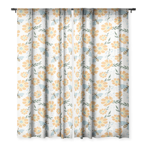 Avenie Spring Bees Orange Sheer Non Repeat