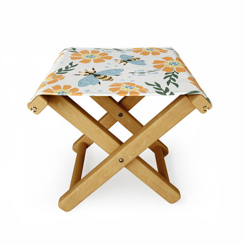 Avenie Spring Bees Orange Folding Stool