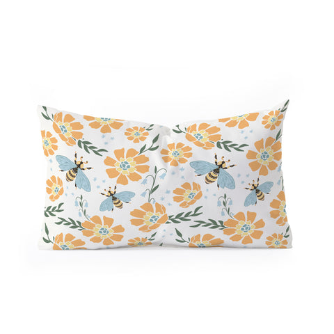 Avenie Spring Bees Orange Oblong Throw Pillow