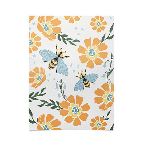 Avenie Spring Bees Orange Poster