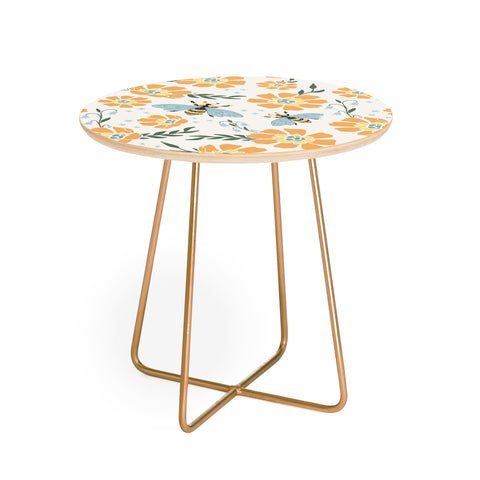 Avenie Spring Bees Orange Round Side Table