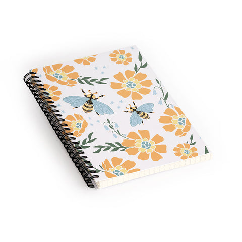 Avenie Spring Bees Orange Spiral Notebook
