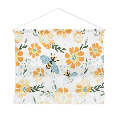 Avenie Spring Bees Orange Wall Hanging Landscape