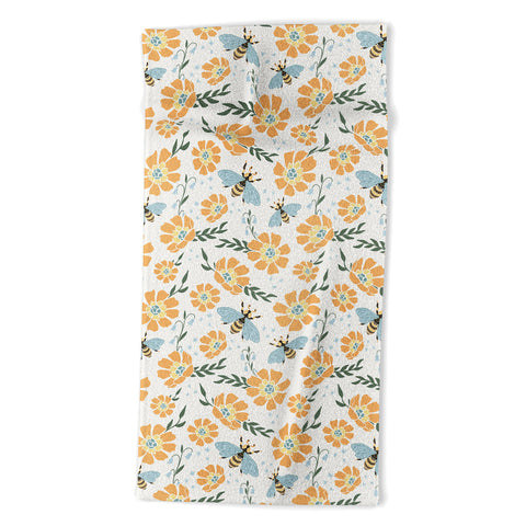 Avenie Spring Bees Orange Beach Towel