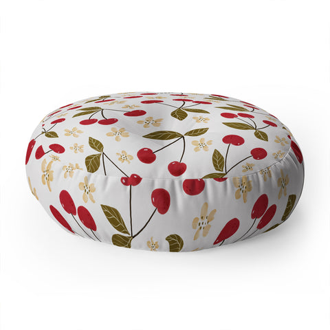 Avenie Spring Garden Cherries Floor Pillow Round