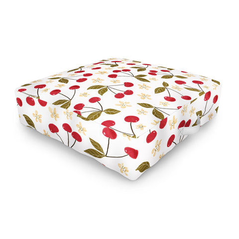 Avenie Spring Garden Cherries Outdoor Floor Cushion