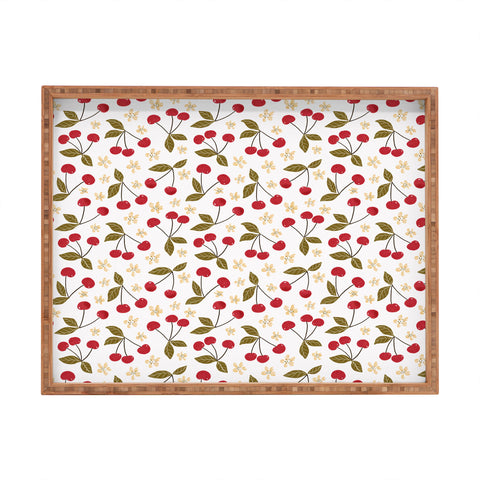 Avenie Spring Garden Cherries Rectangular Tray