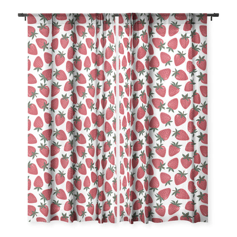 Avenie Spring Garden Strawberries Sheer Window Curtain