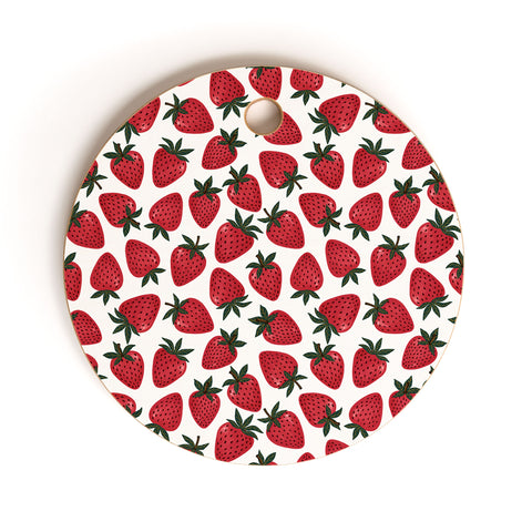 Avenie Spring Garden Strawberries Cutting Board Round