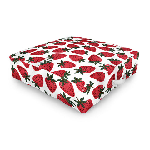 Avenie Spring Garden Strawberries Outdoor Floor Cushion